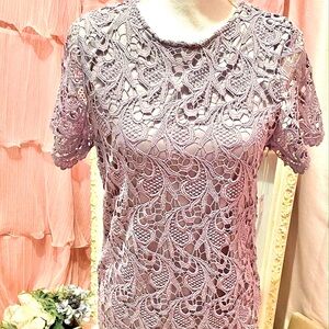 She + Sky Lace Lavender Crochet Dress